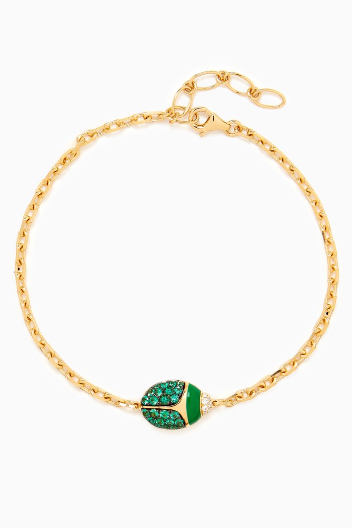 

Scarab Diamond & Emerald Bracelet in 18kt Yellow Gold
