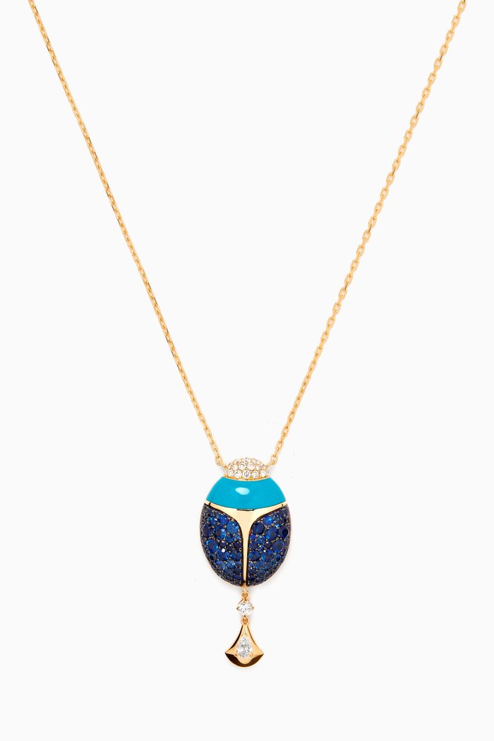 

Scarab Diamond & Sapphire Necklace 18kt Yellow Gold