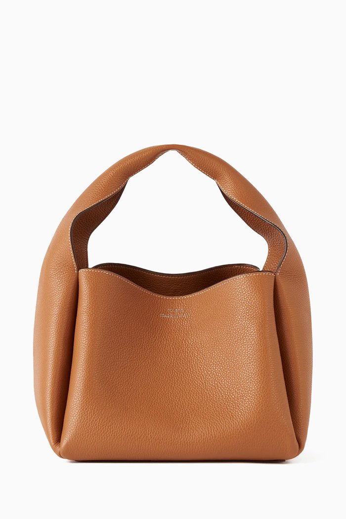 

Bucket Bag in Pebble Grain Leather, Brown