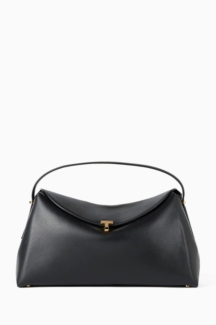 

T-Lock Top Handle Bag in Leather, Black