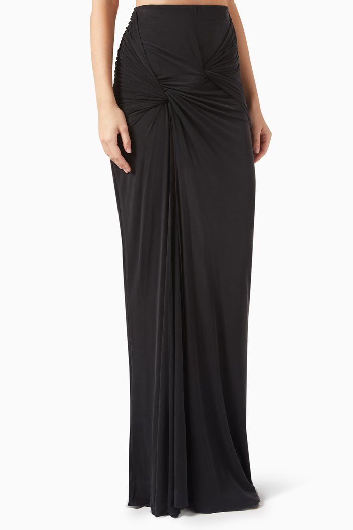 

Baru Draped Maxi Skirt in Jersey, Black