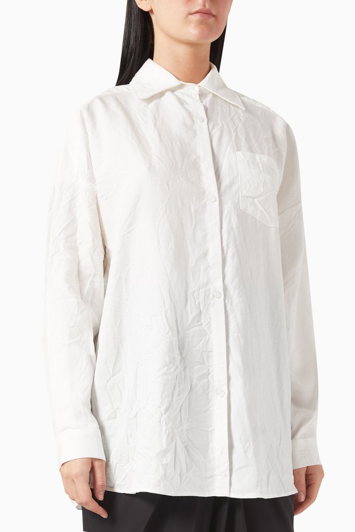 

Bianca Crinkled Shirt in Linen Blend, White
