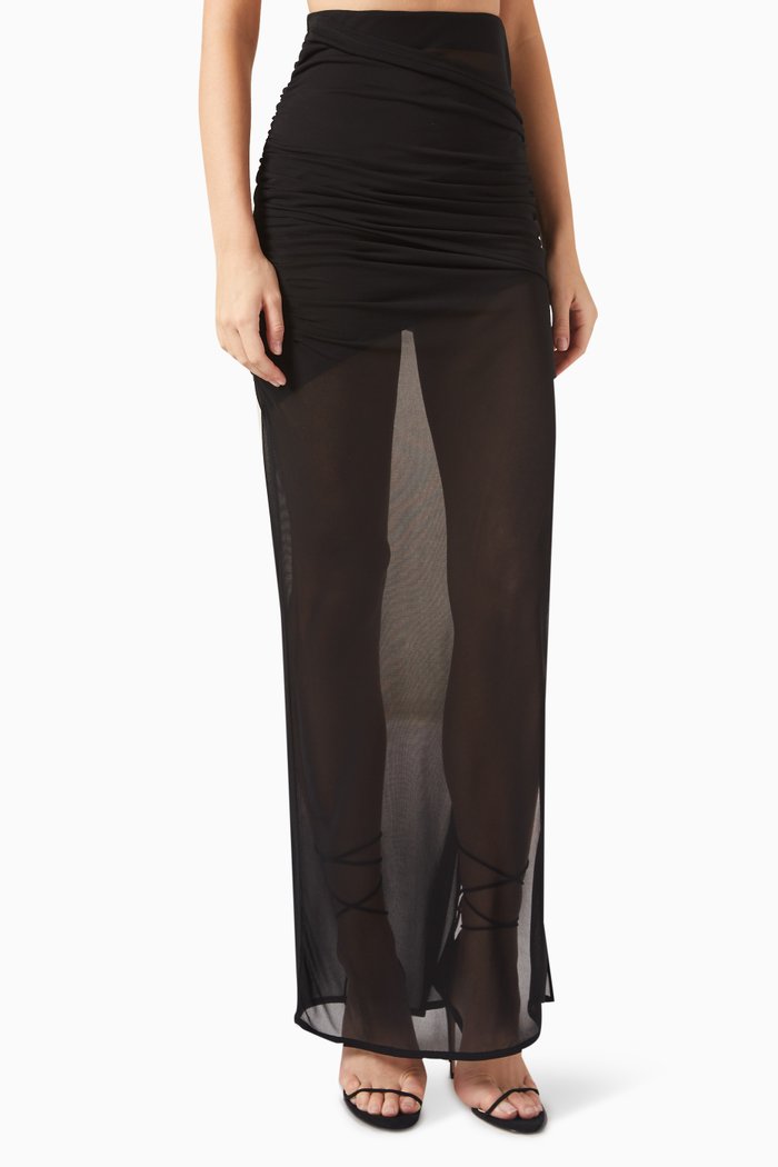 

Tiroi Maxi Skirt in Viscose Blend, Black
