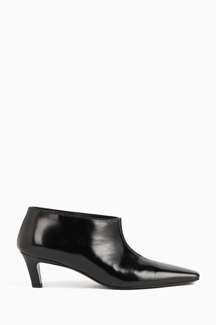 

Wide Shaft Bootie in Leather, Black