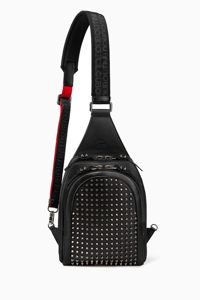 

Loubifunk Studded Crossbody Bag in Leather, Black