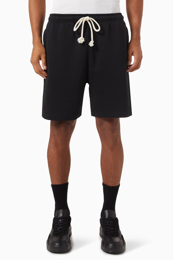 

Micro Face Logo Shorts in Cotton Fleece, Black