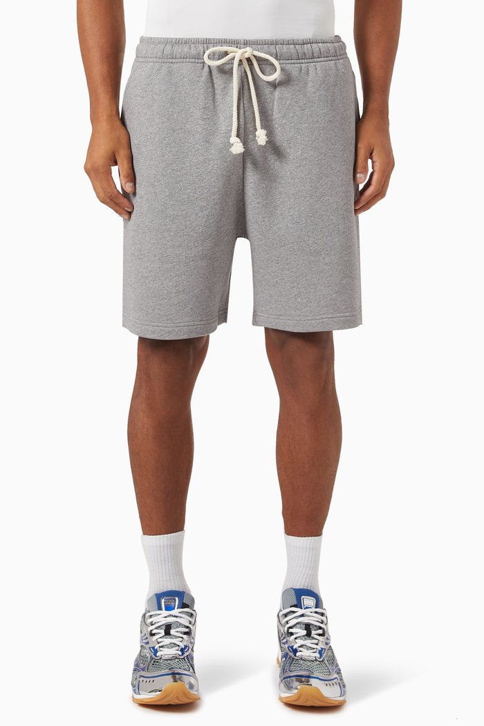 

Micro Face Logo Shorts in Cotton Fleece, Grey