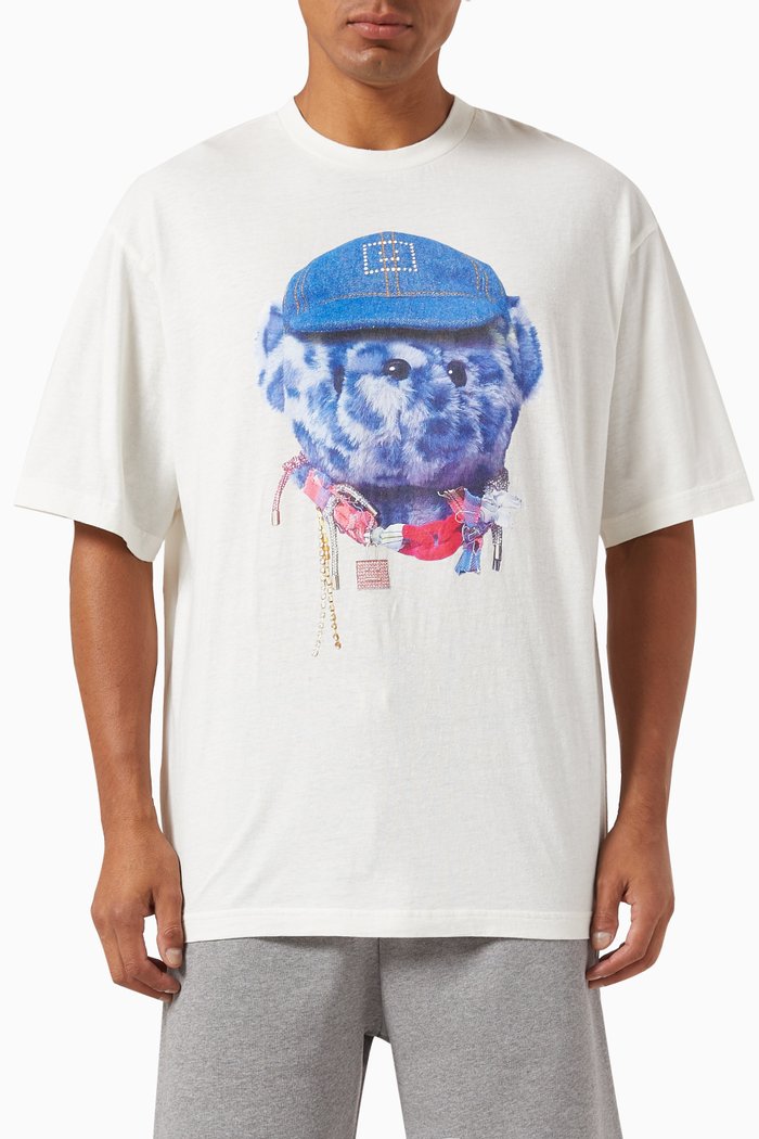 

Teddy Bear Printed T-shirt in Cotton, White