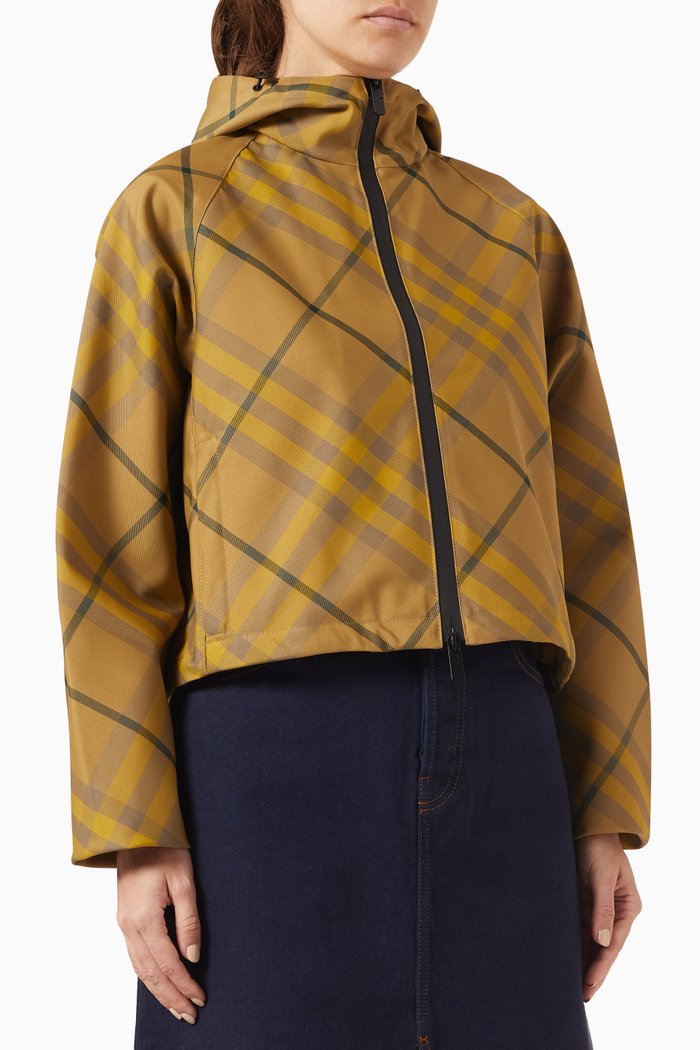 

Check-motif Zip Jacket, Yellow