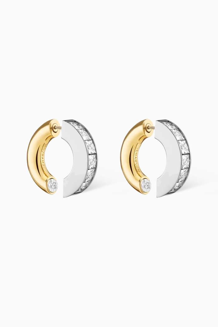 

Lola Hoop Earrings in 12kt Gold and Silver Plated Brass