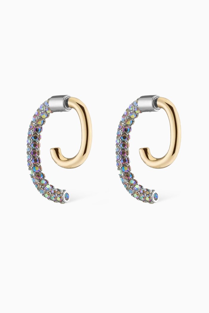 

Luna Earrings in 12kt Gold-plated Brass and Pavé Crystals, Black