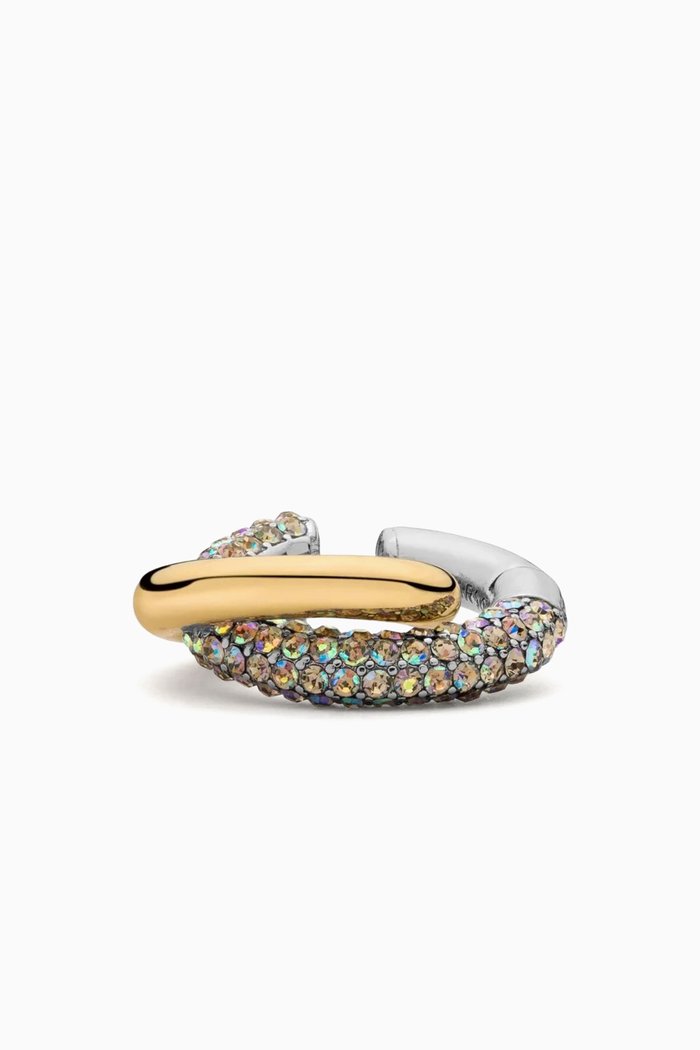 

Rita Pave Single Ear Cuff in 12kt Gold and Silver-plated Brass