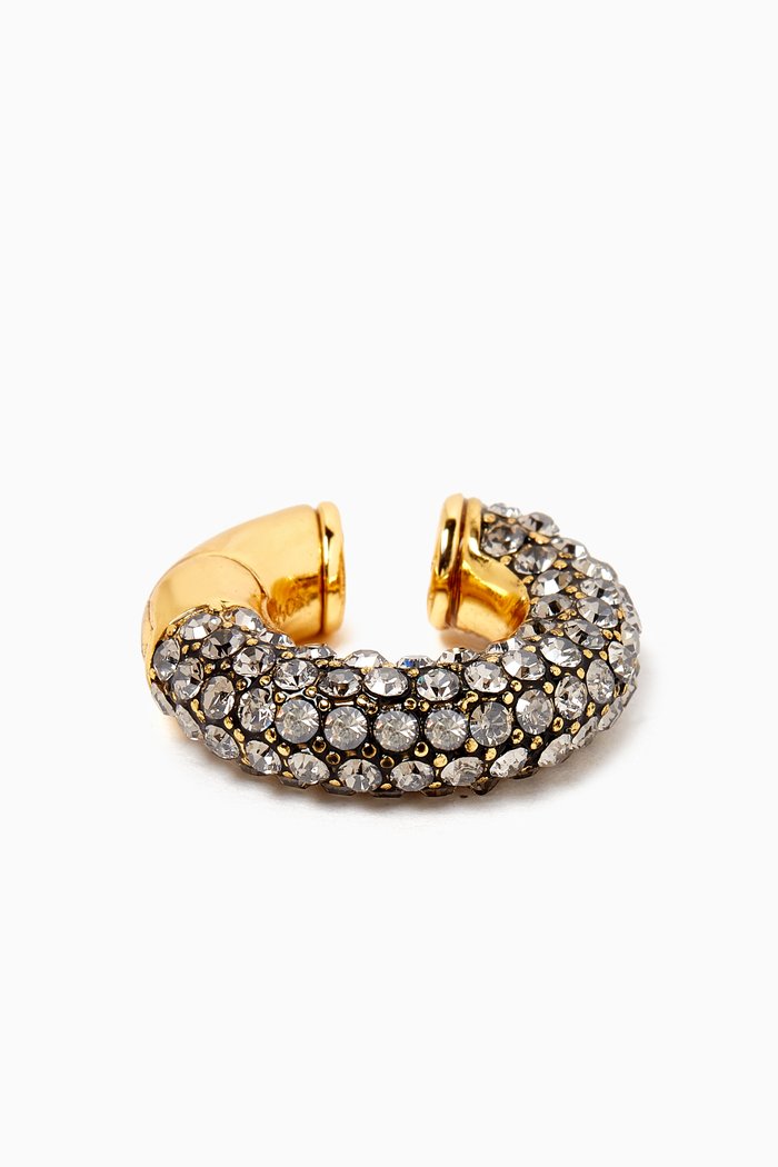 

Gaby Single Ear Cuff in Pavé and 12kt Gold-plated Brass, Black