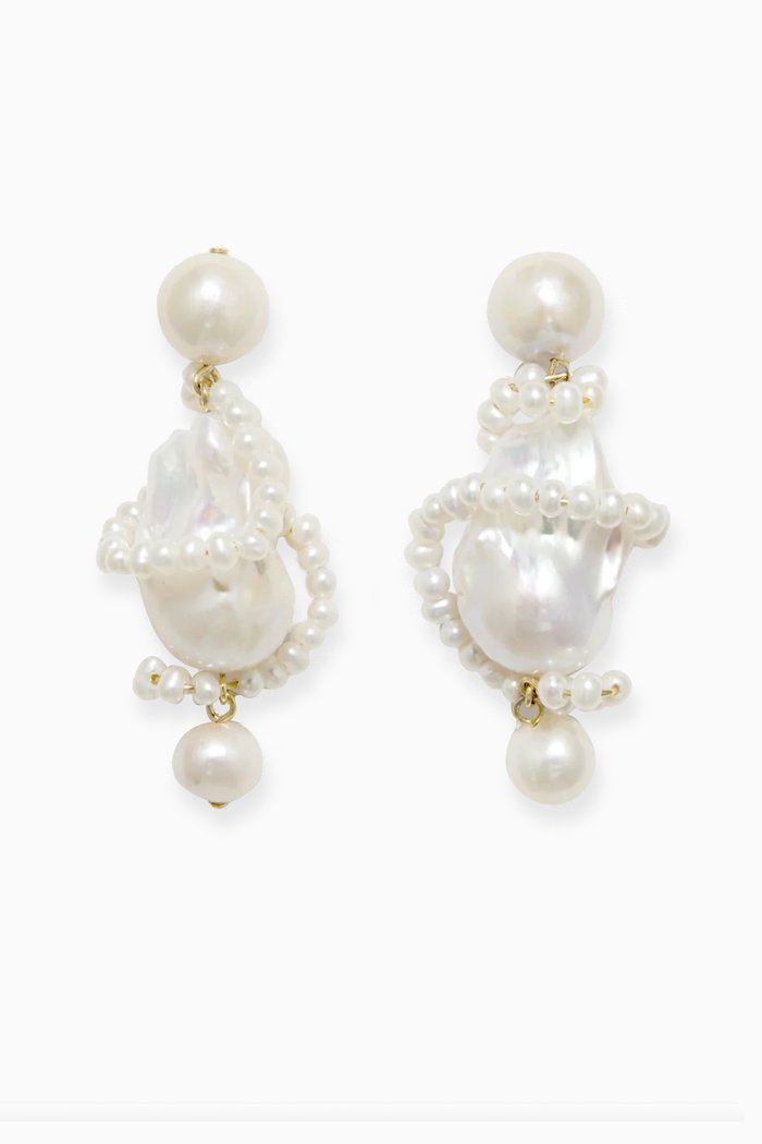 

Carving Earrings in Pearl and 18kt Gold Recycled Vermeil, Yellow
