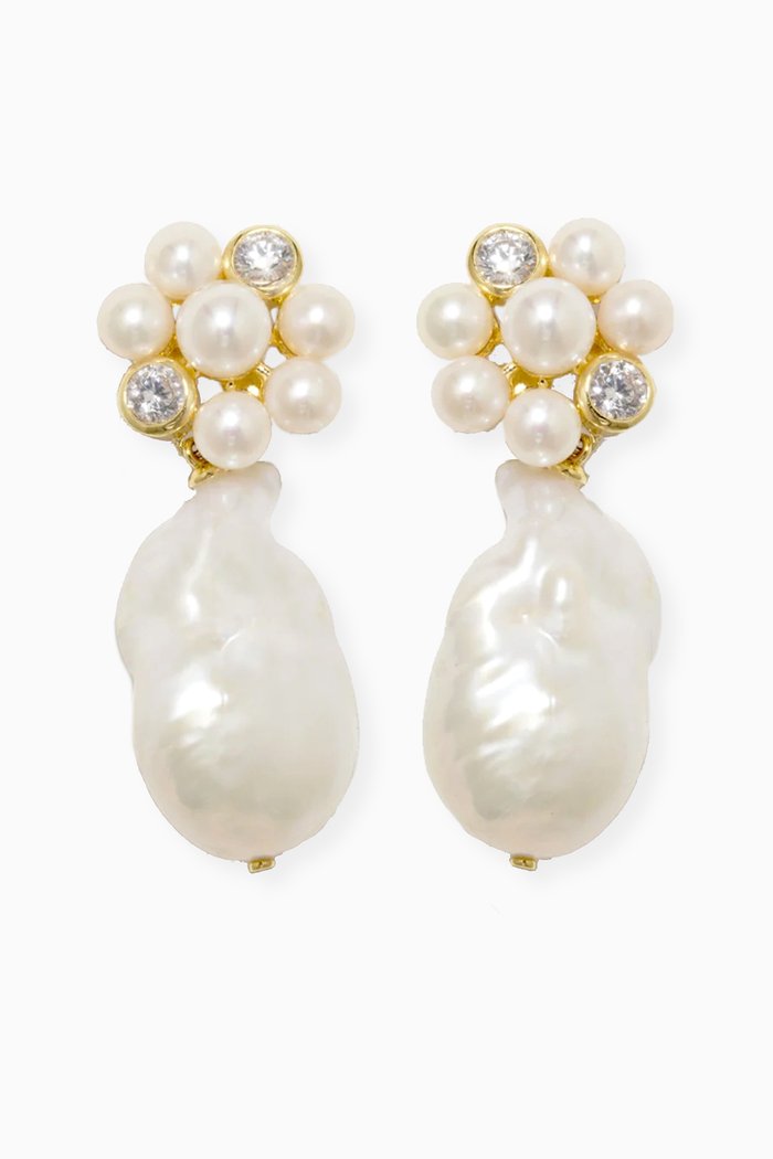 Light Drops Pearl Earrings in Recycled 18kt Gold Vermeil, Yellow