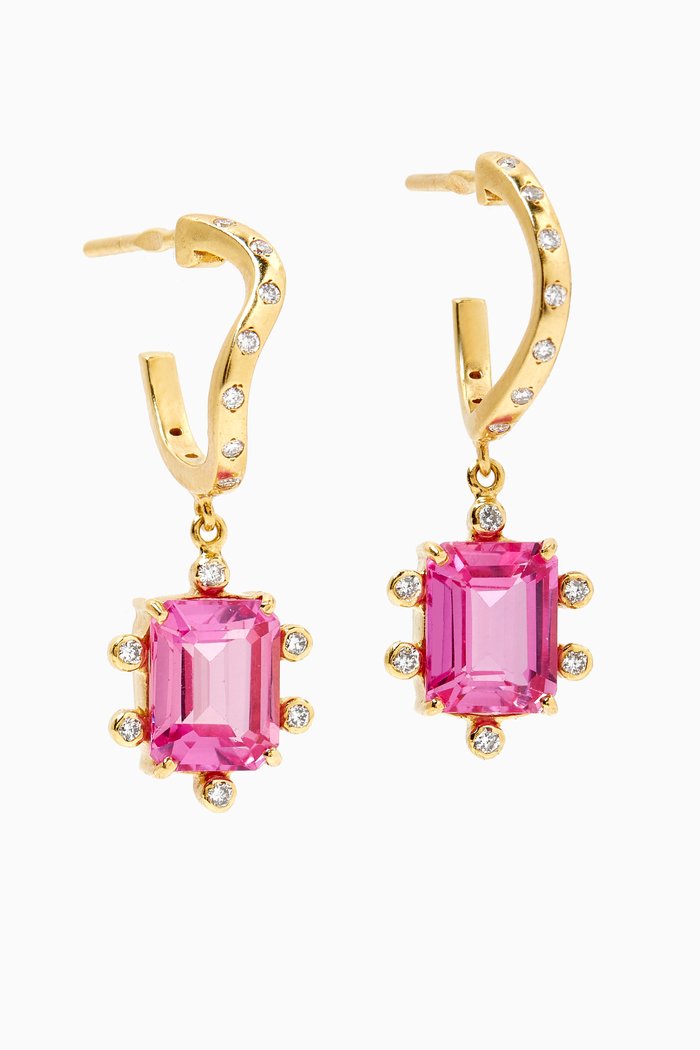 

Topaz & Diamond Hoop Earrings in 18kt Gold