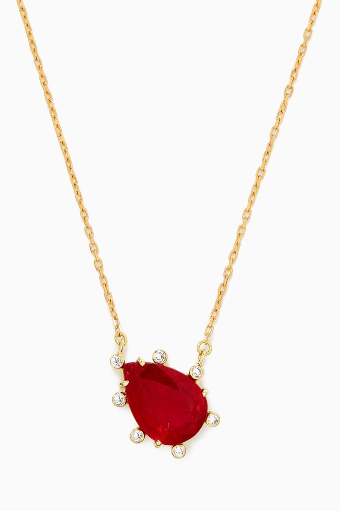 

Pear-cut Ruby Diamond Necklace in 18kt Gold