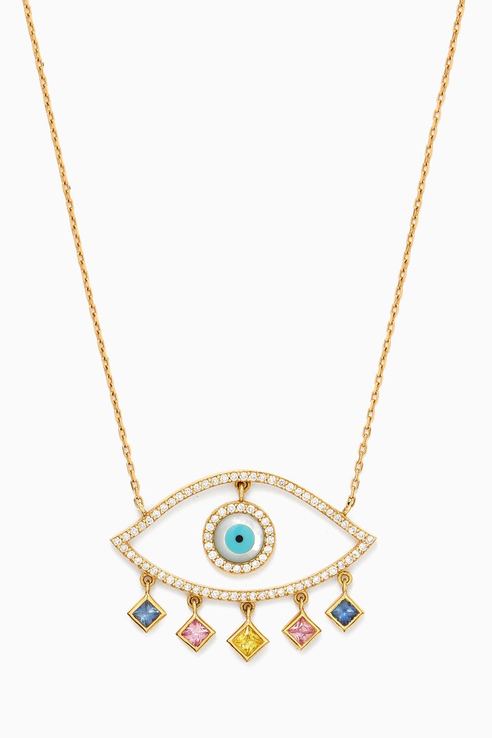

Signature Dima Eye Diamond & Sapphire Necklace in 18kt Gold