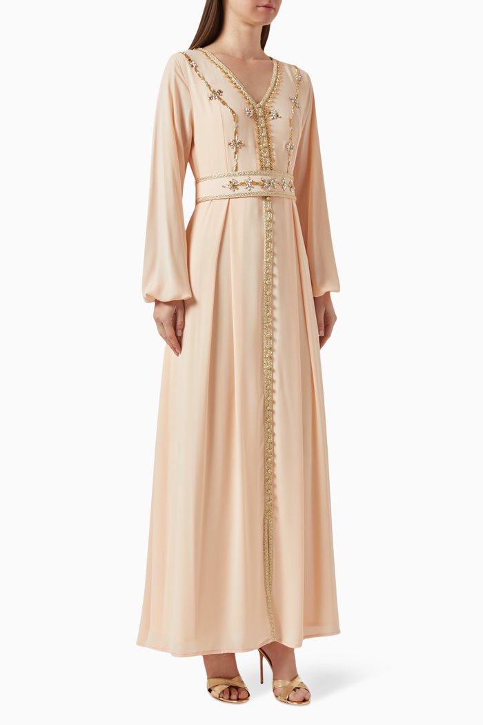 

Bead-embellished Belted Kaftan, Orange