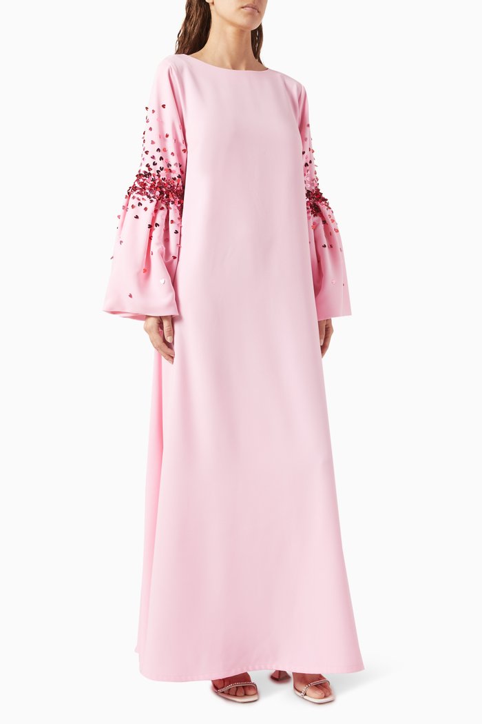 

Heart Sequin-embellished Kaftan in Crepe, Pink