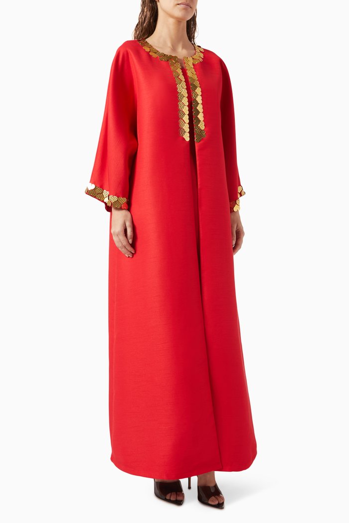 

Two-piece Bisht & Dress Set in Mikado, Red
