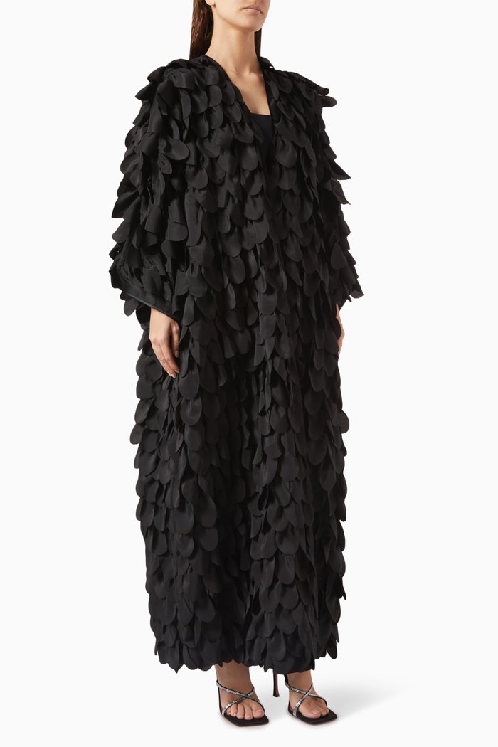 

Classic-cut Layered Abaya in Silk, Black