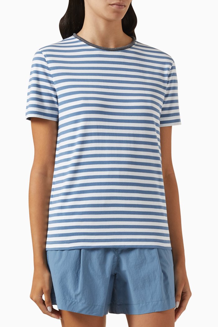 Striped T-shirt in Jersey, Blue