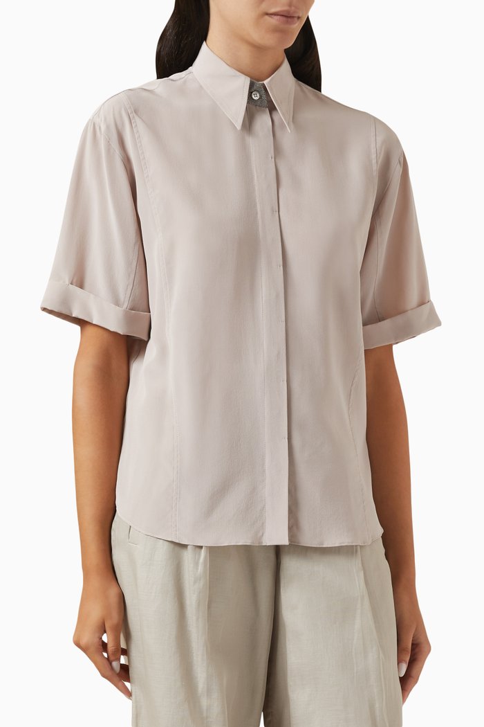 

Short-sleeve Shirt in Silk, Pink