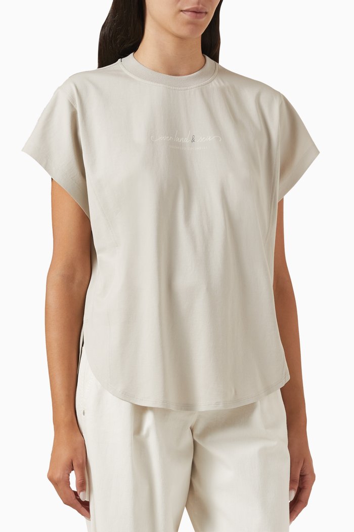 Text-print T-shirt in Cotton-jersey, Grey
