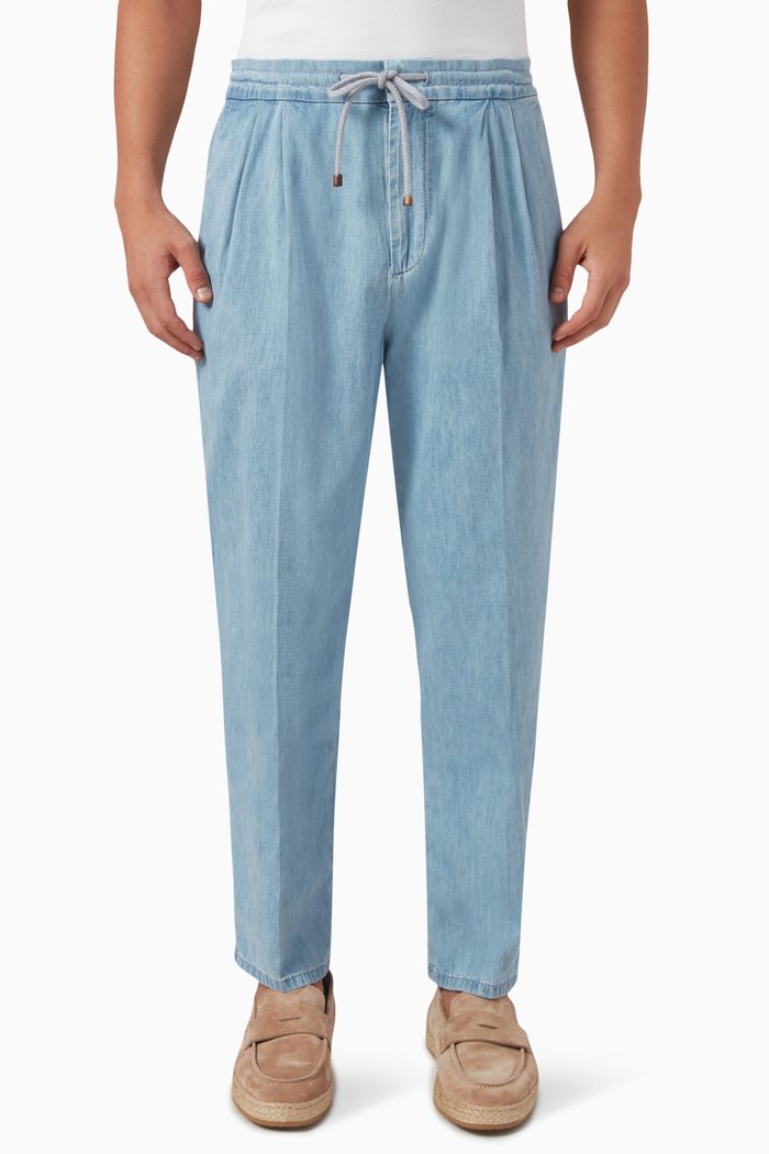 

Straight-leg Jeans in Chambray, Blue