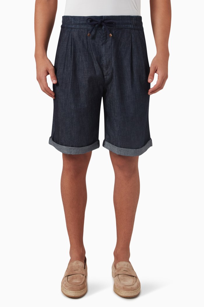 

Drawstring Shorts in Denim, Blue