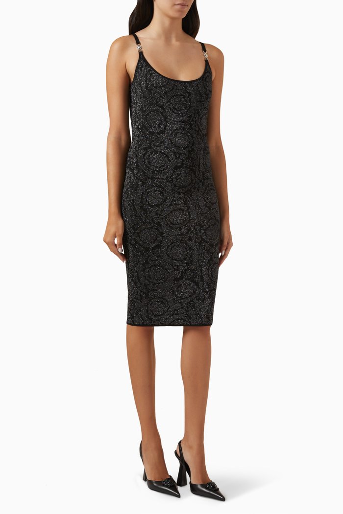 

Barocco Midi Dress in Lurex-knit, Black