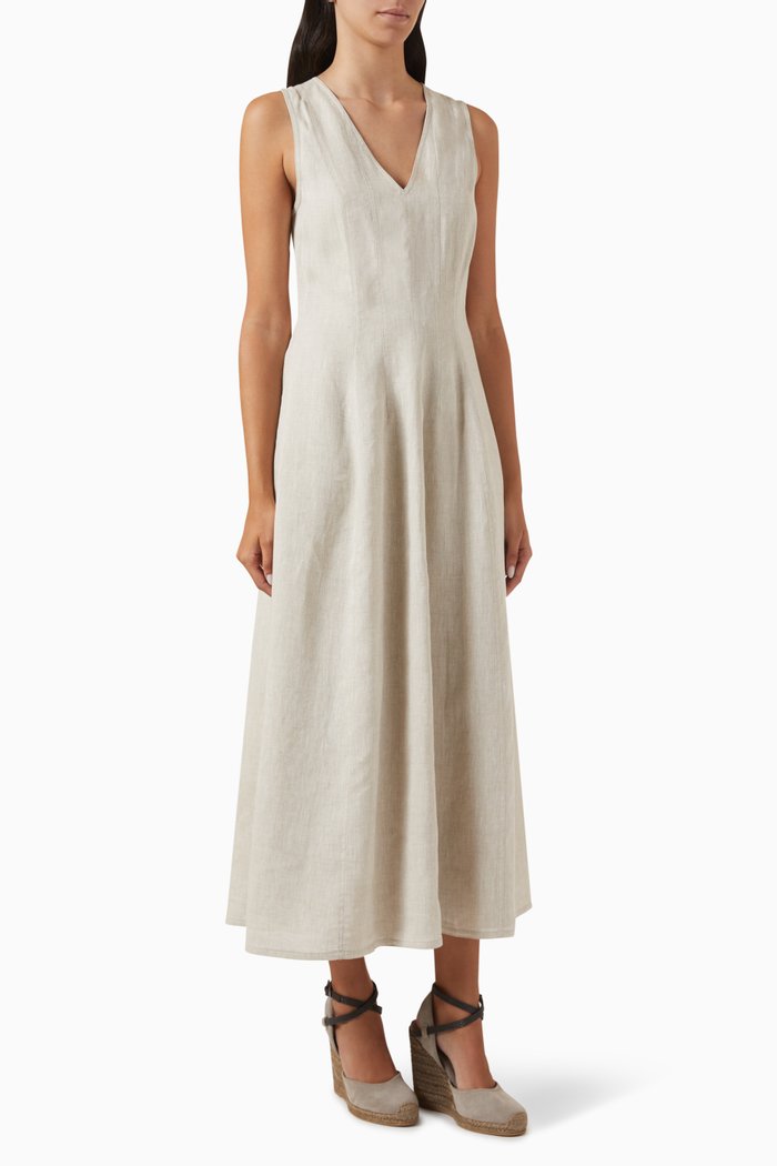

Fluid Maxi Dress in Linen, Neutral