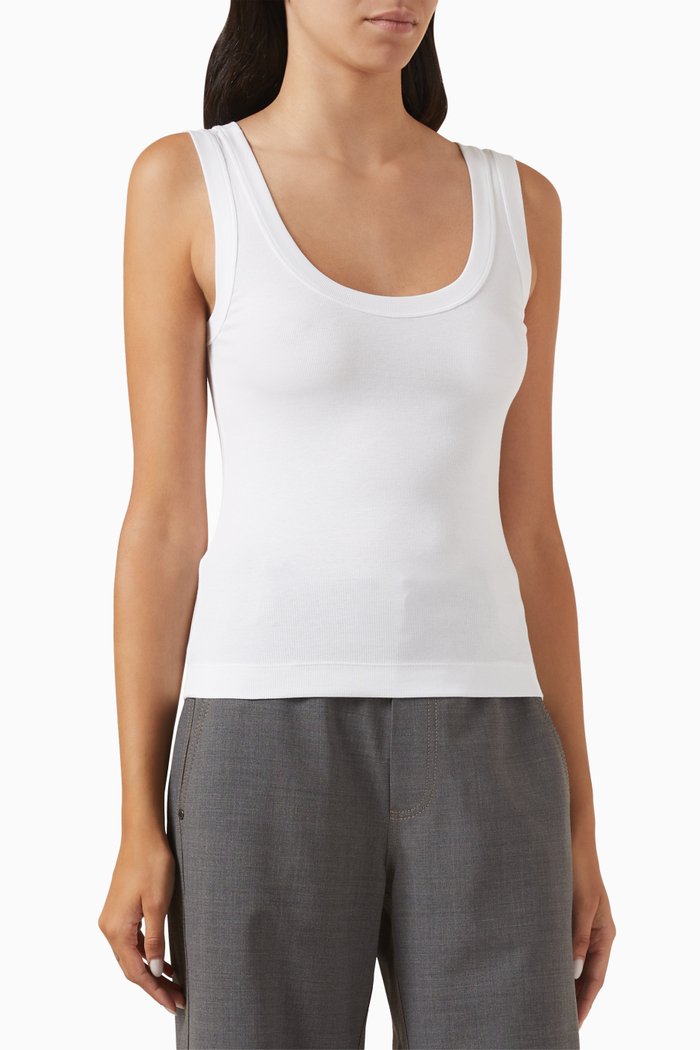 

Ribbed Tank Top in Cotton-jersey, White