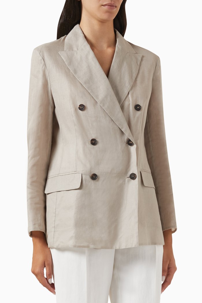 

Double-breasted Blazer in Cotton, Grey