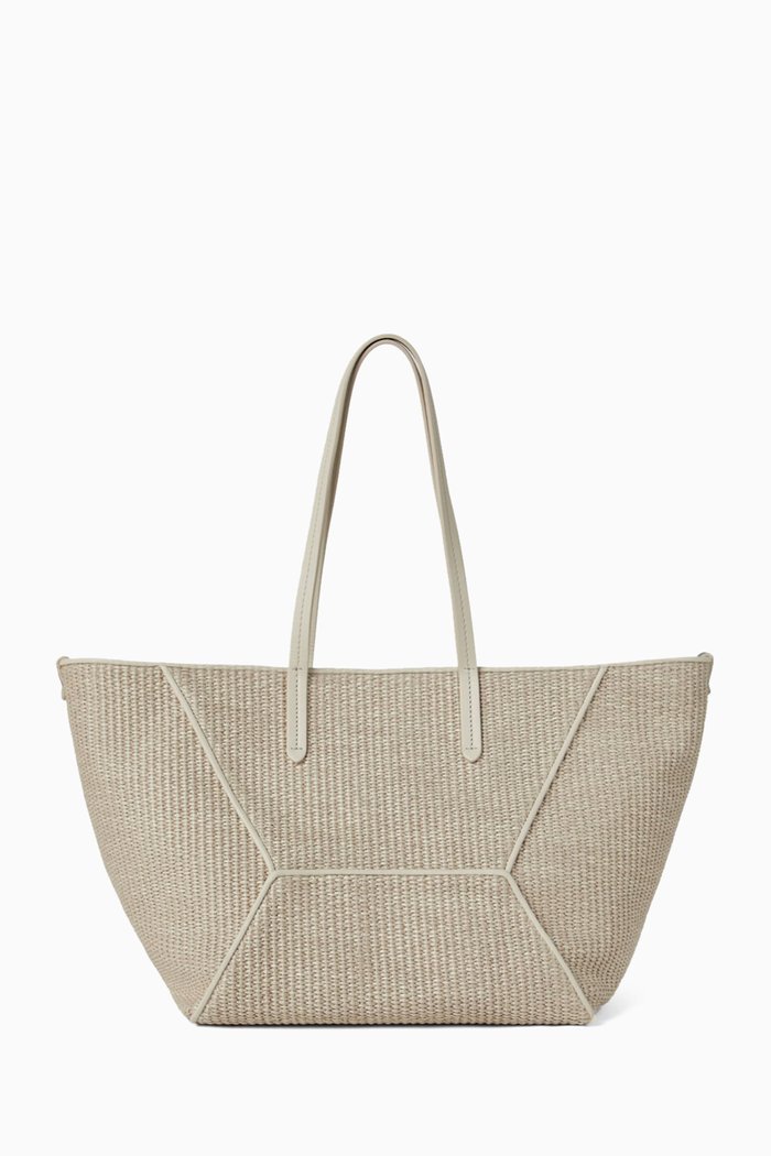 

Monili-embellished Tote Bag in Raffia, Neutral