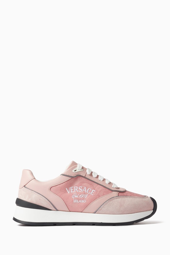 

Milano Runner Sneakers in Leather & Suede, Pink