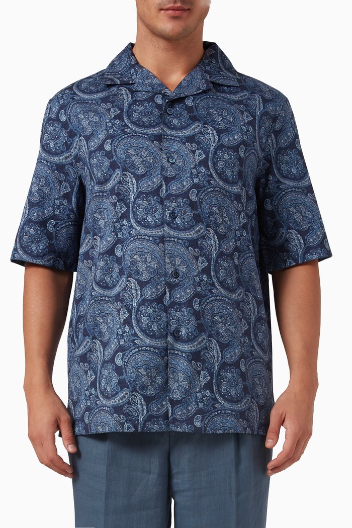 

Paisley Print Shirt in Cotton, Blue