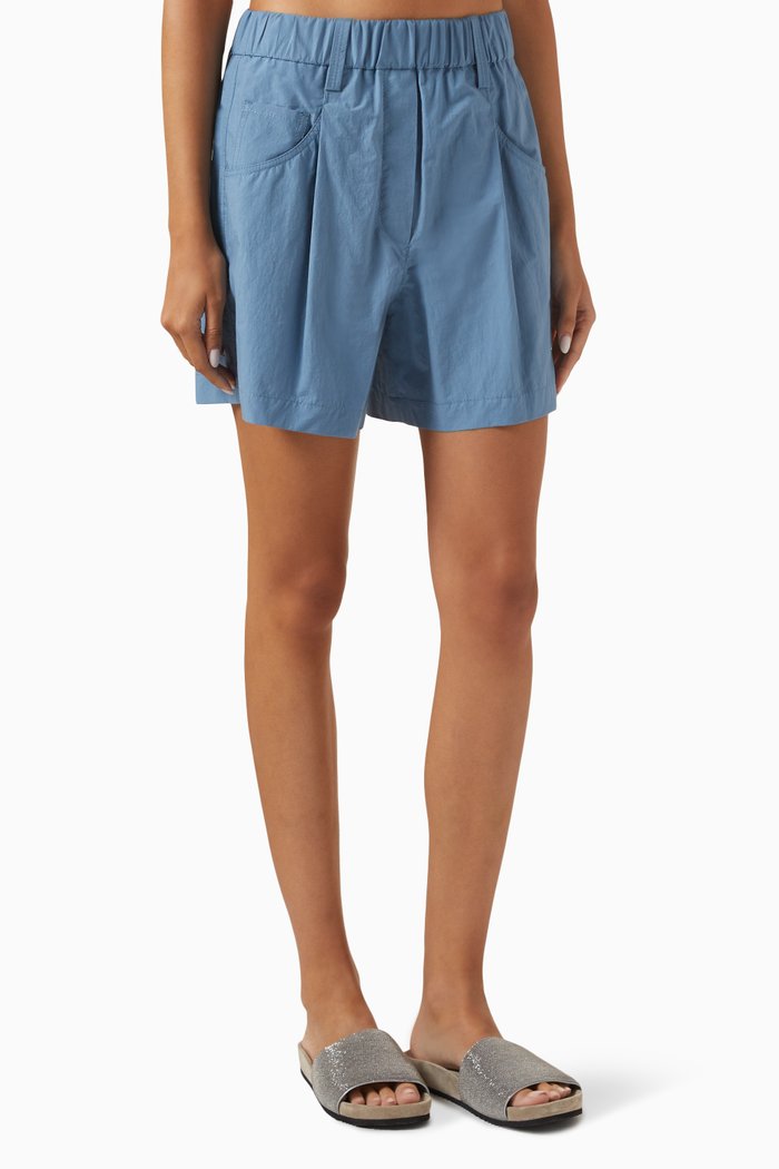 

Monili Embellished Shorts in Cotton, Blue