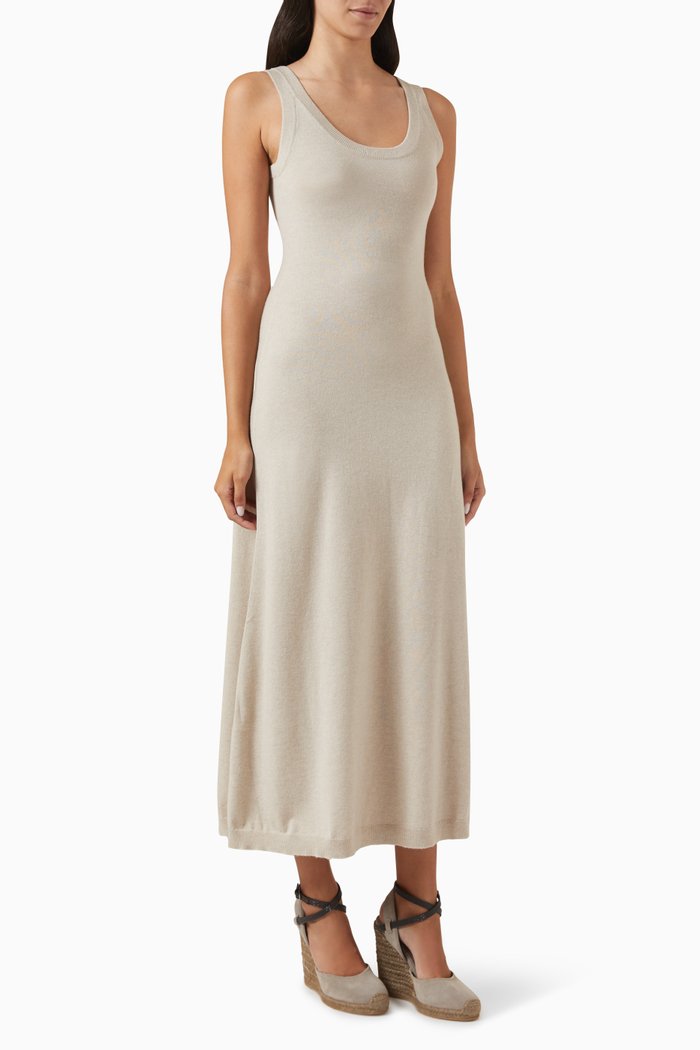 

Sleeveless Midi Dress in Cashmere, Neutral