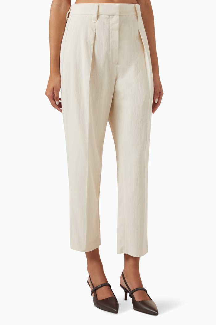 

Tailored Pants in Cotton-blend, Neutral