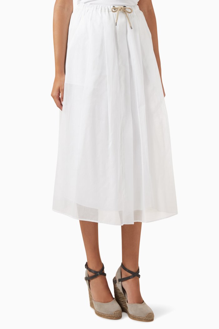 

Monili Track Skirt in Cotton Organza, White