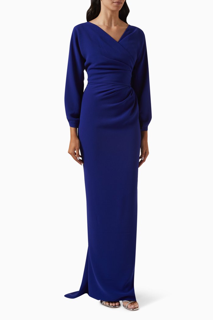 

Michelle Maxi Dress in Stretch-crepe, Blue