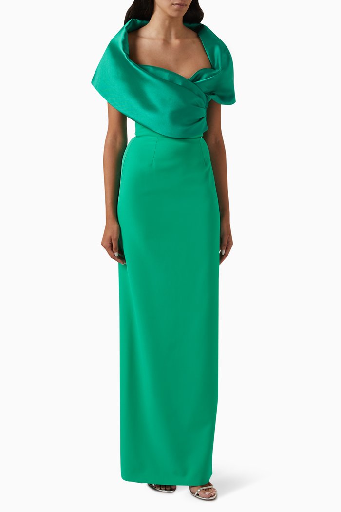 

Ayla Maxi Dress in Mikado Stretch-crepe, Green