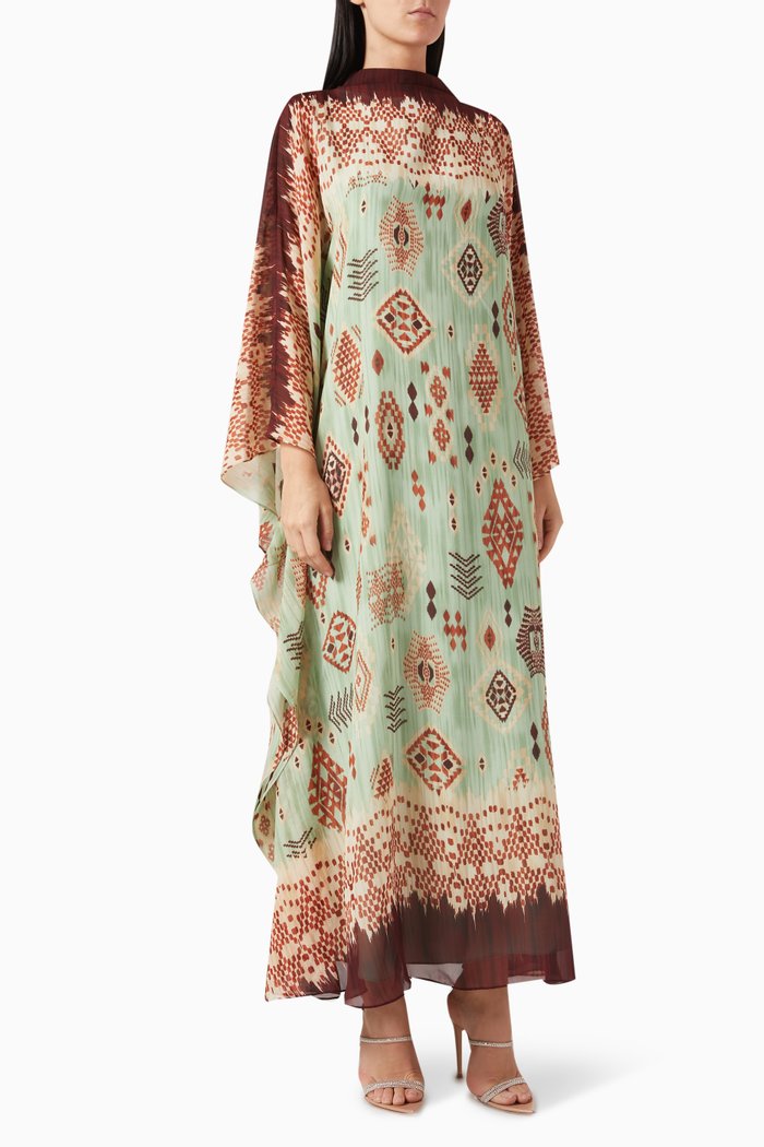 

Turtleneck Printed Kaftan, Multicolour