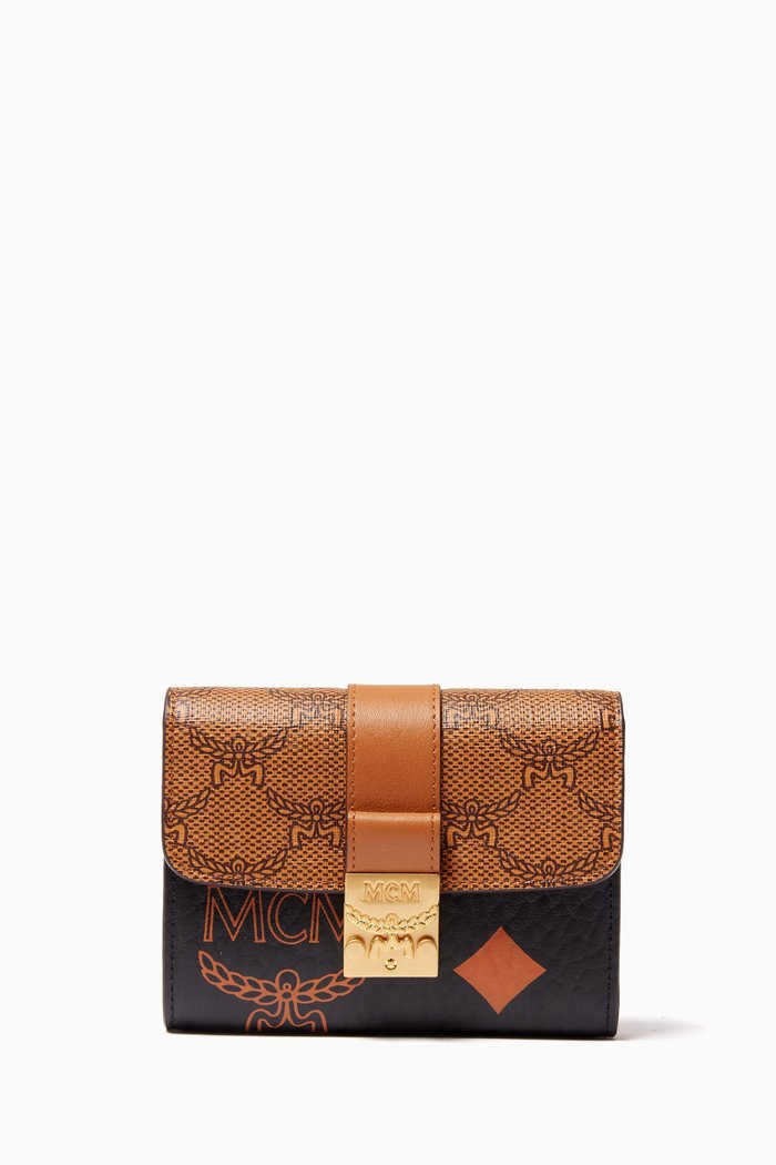 

Small Tracy Trifold Wallet in Visetos Canvas, Black