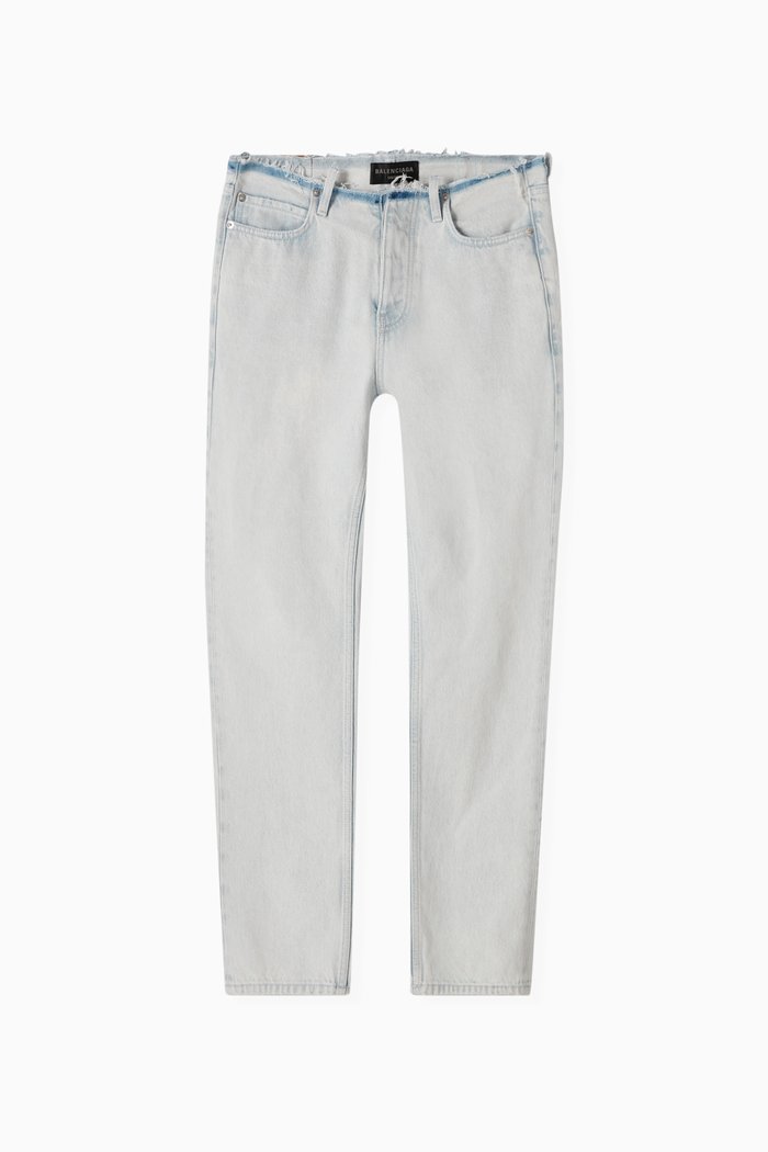 

Unisex Cut-Off Waistband Jeans in Denim, Blue