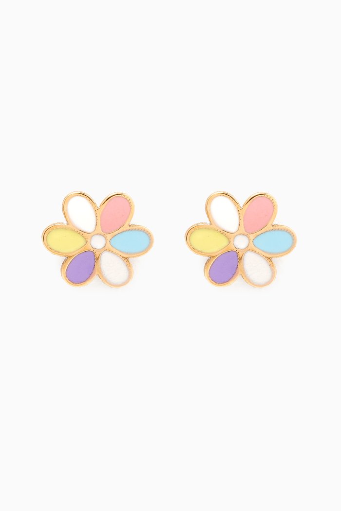 

Flower Enamel Earrings in 18kt Gold
