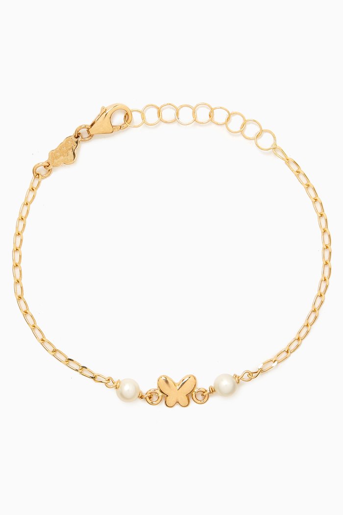 

The Butterfly & Pearls Bracelet in 18kt Yellow Gold