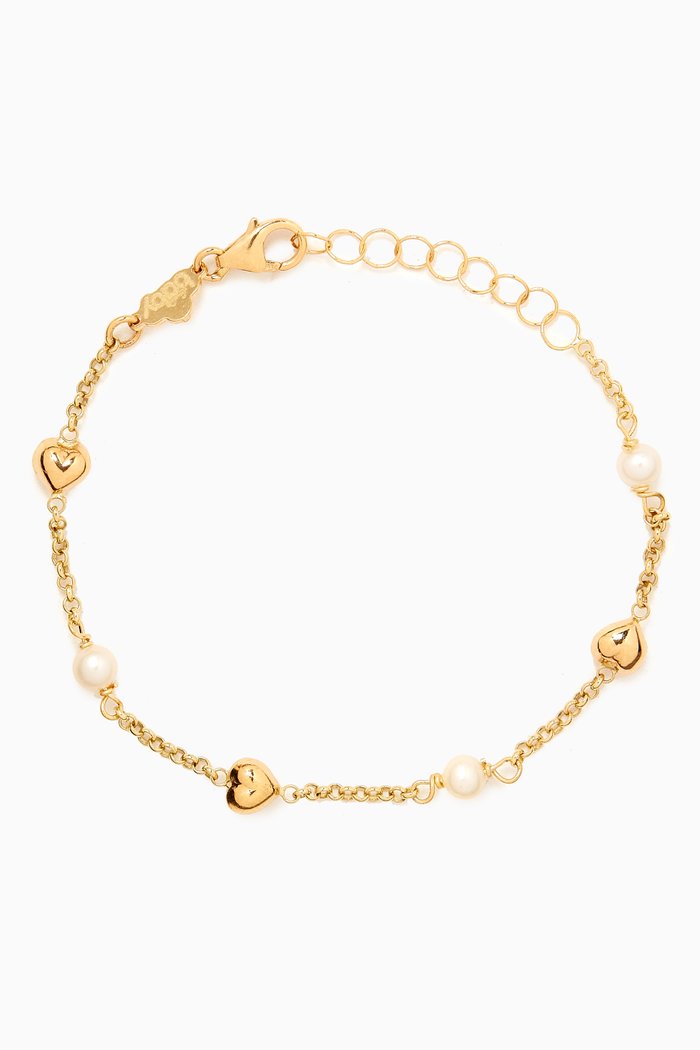 

Pearls & Hearts Bracelet in 18kt Yellow Gold